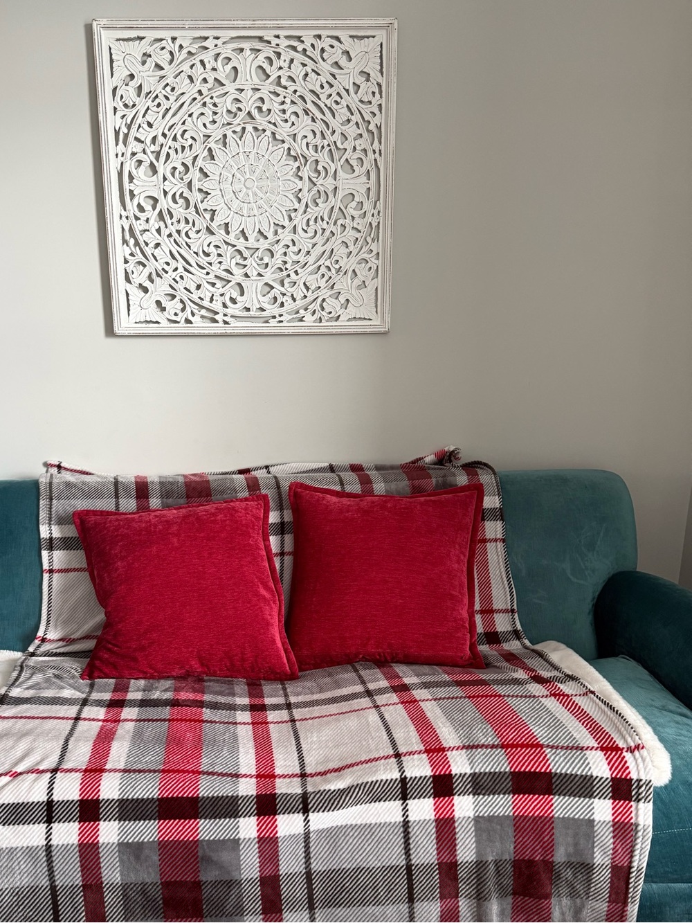 Cozy 48x70 Throw Blanket + with Two 18x18 Red Accent Pillows | Holiday Decor